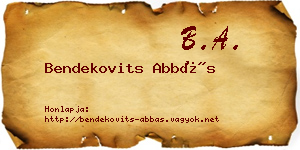 Bendekovits Abbás névjegykártya